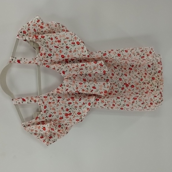 7th Avenue by NY & Co blouse XS floral open shoulder pink white top flowy - Picture 7 of 7